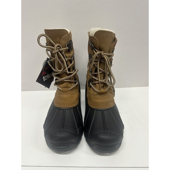 Totes Vermont men size 9 M winter boots brown suede upper and man made materials - Picture 5 of 9